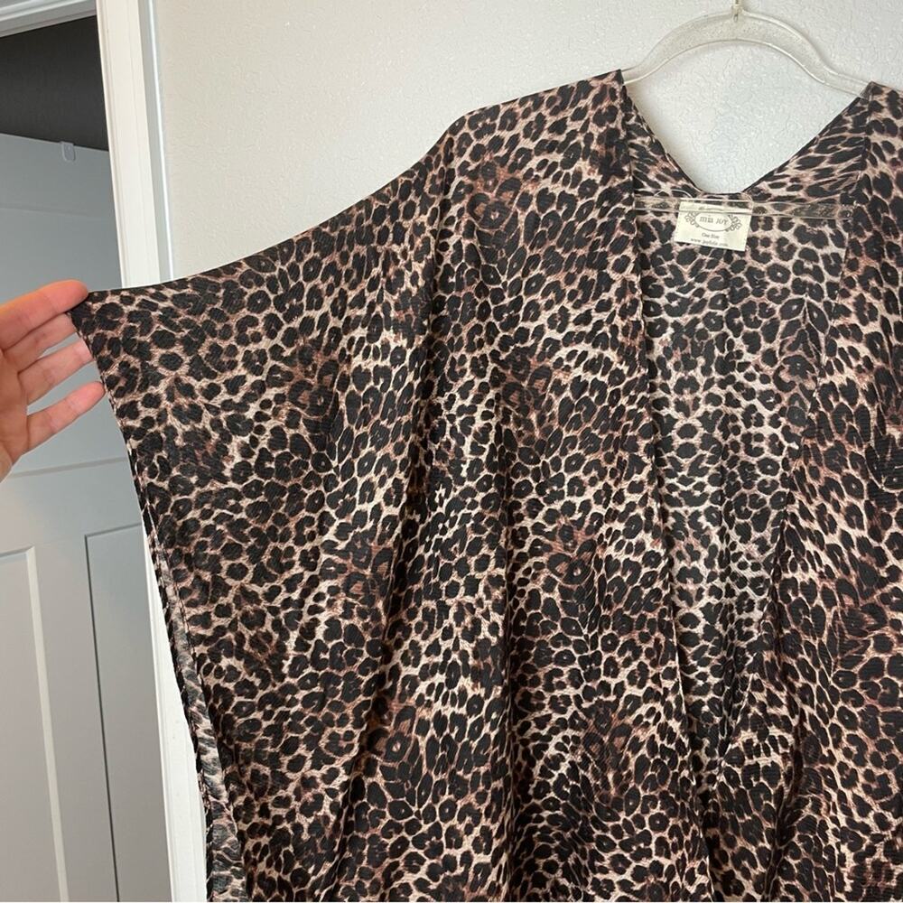 MIA JOY JOYFOLIE Leopard Print Kimono One Size - Picture 4 of 7